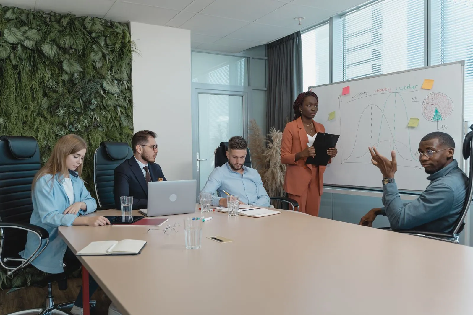 A team in a strategy workshop around a table